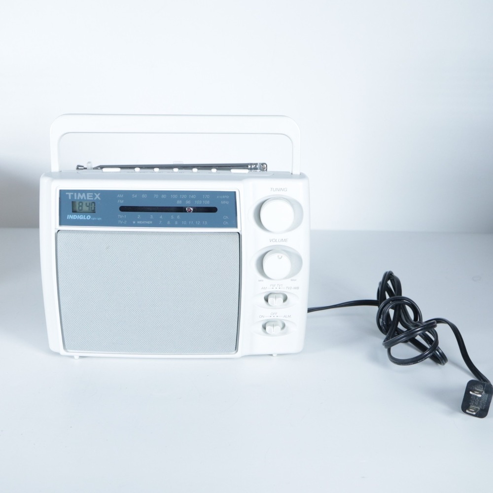 Timex Indiglo Lighted Portable 4 Band Weather Clock Radio T249G Cord Tested